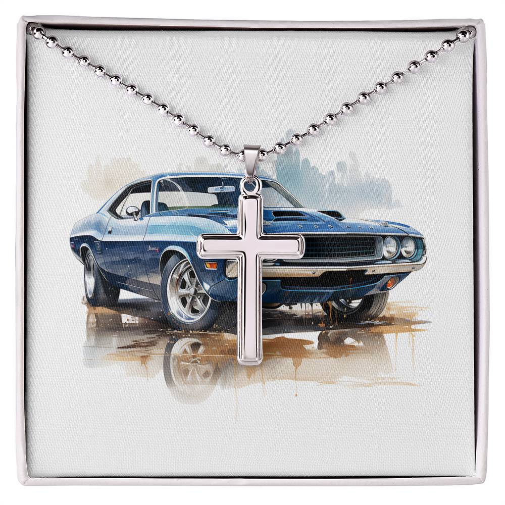 Muscle Car 02 - Stainless Steel Ball Chain Cross Necklace