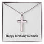 Happy Birthday Kenneth - Stainless Steel Ball Chain Cross Necklace