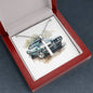 Muscle Car 13 - Stainless Steel Ball Chain Cross Necklace With Mahogany Style Luxury Box