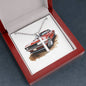 Muscle Car 07 - Stainless Steel Ball Chain Cross Necklace With Mahogany Style Luxury Box