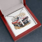 Muscle Car 04 - Stainless Steel Ball Chain Cross Necklace With Mahogany Style Luxury Box