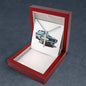 Muscle Car 09 - Stainless Steel Ball Chain Cross Necklace With Mahogany Style Luxury Box