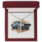 Muscle Car 03 - Stainless Steel Ball Chain Cross Necklace With Mahogany Style Luxury Box