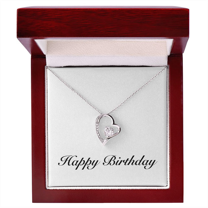 Happy Birthday - Forever Love Necklace With Mahogany Style Luxury Box
