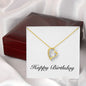 Happy Birthday - 18k Yellow Gold Finish Forever Love Necklace With Mahogany Style Luxury Box