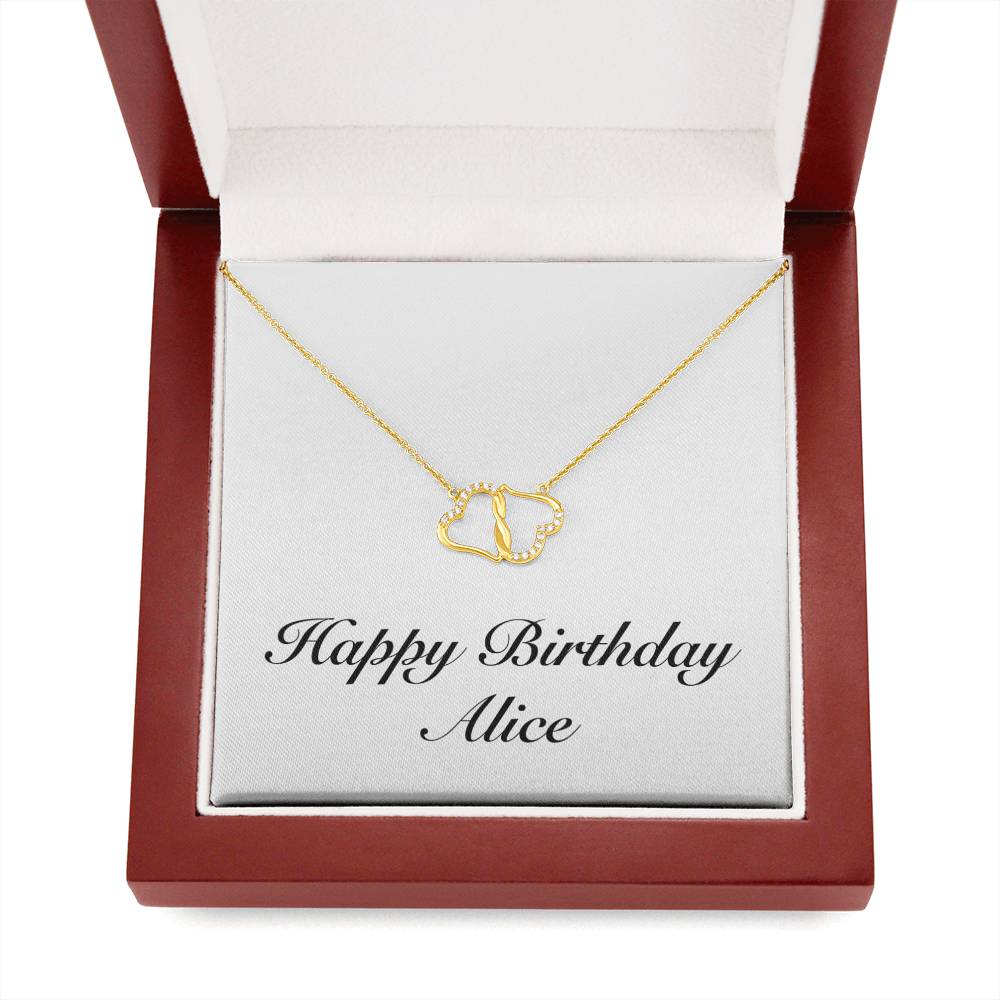 Happy Birthday Alice - 10k Solid Gold and Single Cut Diamonds Everlasting Love Necklace