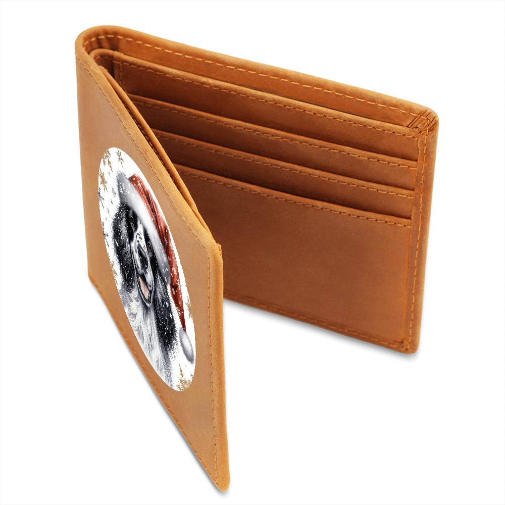 Christmas Dog - English Setter - Leather Wallet