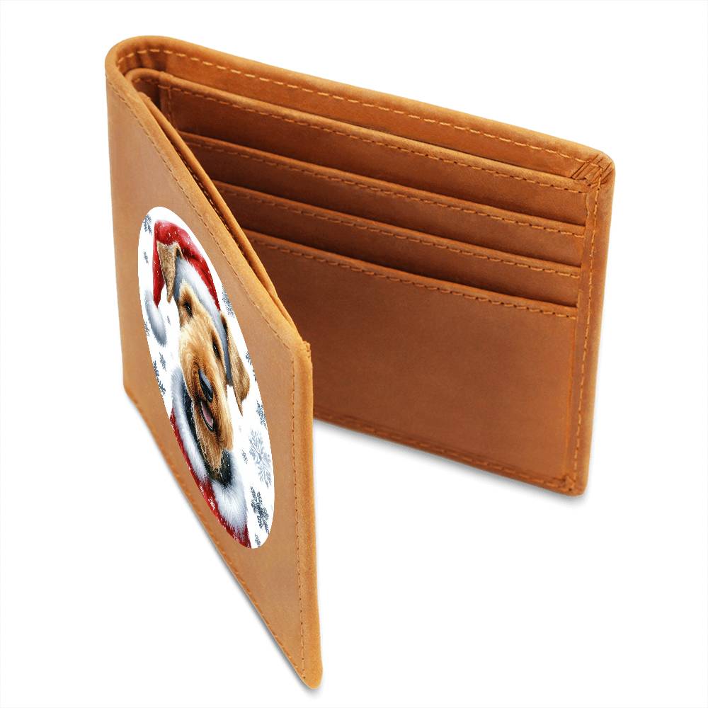 Christmas Dog - Airedale Terrier - Leather Wallet