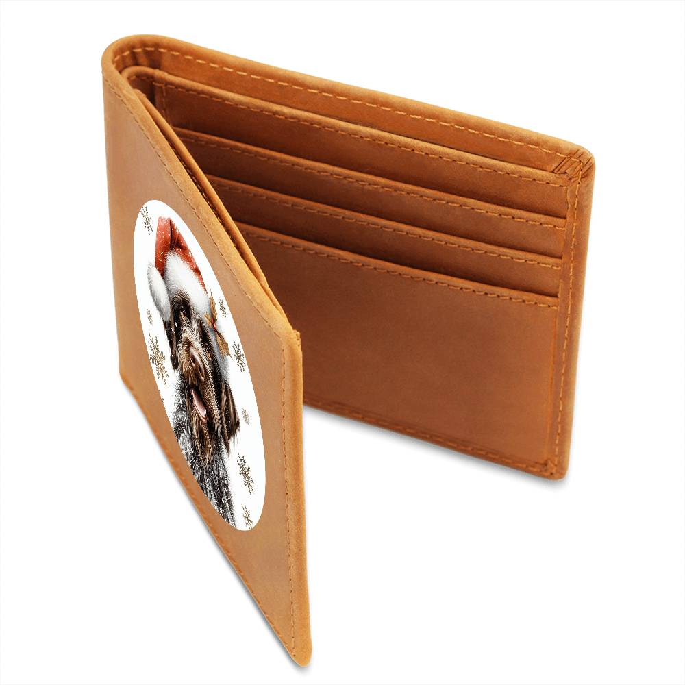 Christmas Dog - German Wirehaired Pointer - Leather Wallet