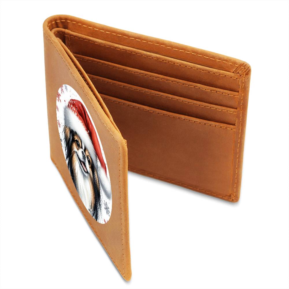 Christmas Dog - Japanese Chin - Leather Wallet