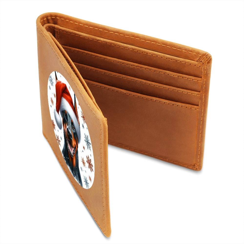 Christmas Dog - Doberman Pinscher - Leather Wallet
