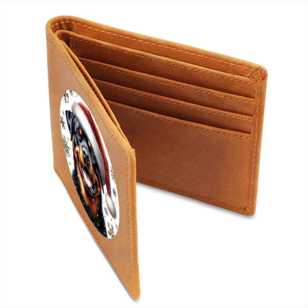 Christmas Dog - Rottweiler - Leather Wallet