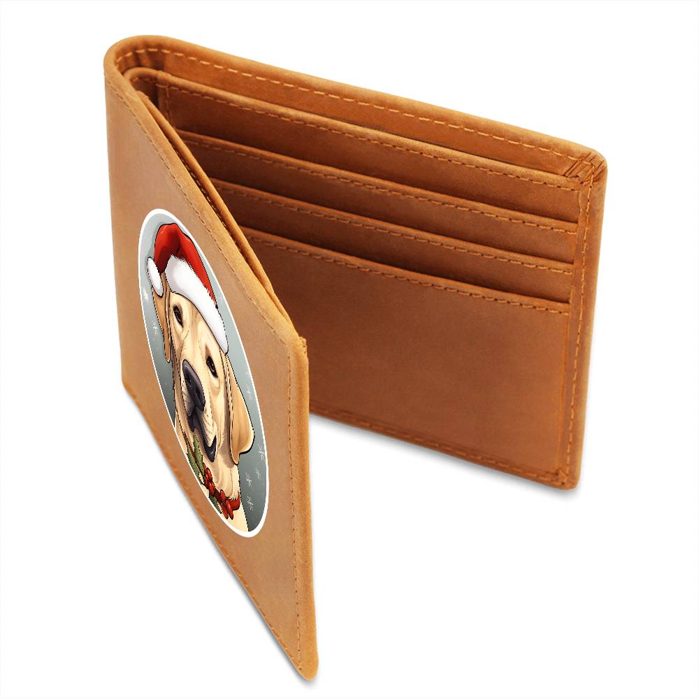 Dog Stained Glass Christmas Design 016 - Leather Wallet
