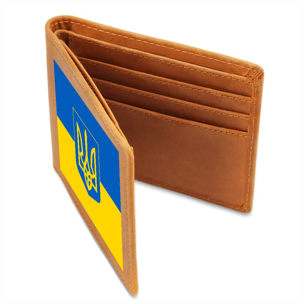Tryzub And Flag Of Ukraine - Leather Wallet