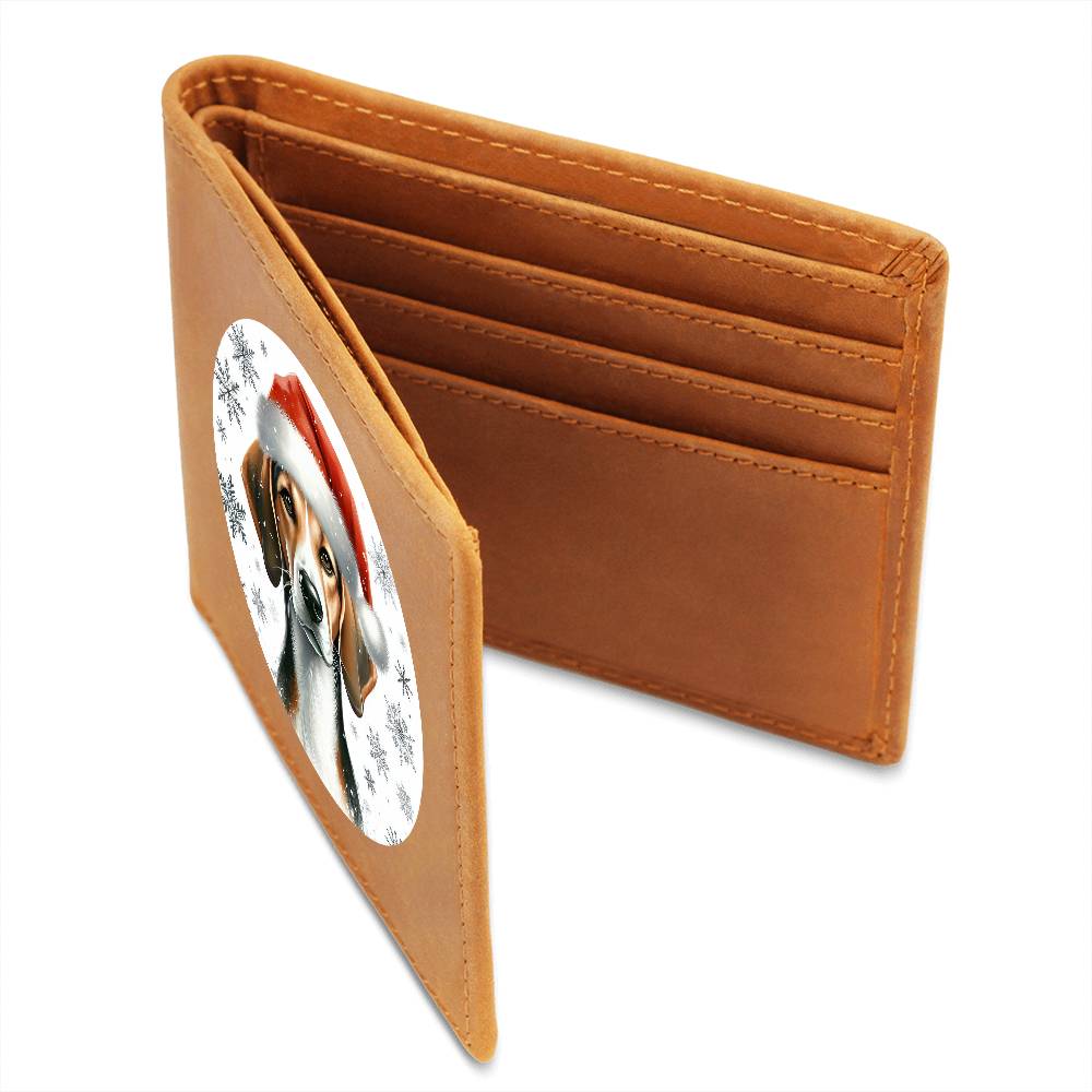 Christmas Dog - American Foxhound  - Leather Wallet