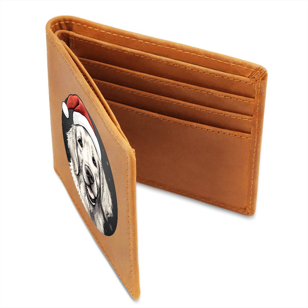 Dog Stained Glass Christmas Design 013 - Leather Wallet
