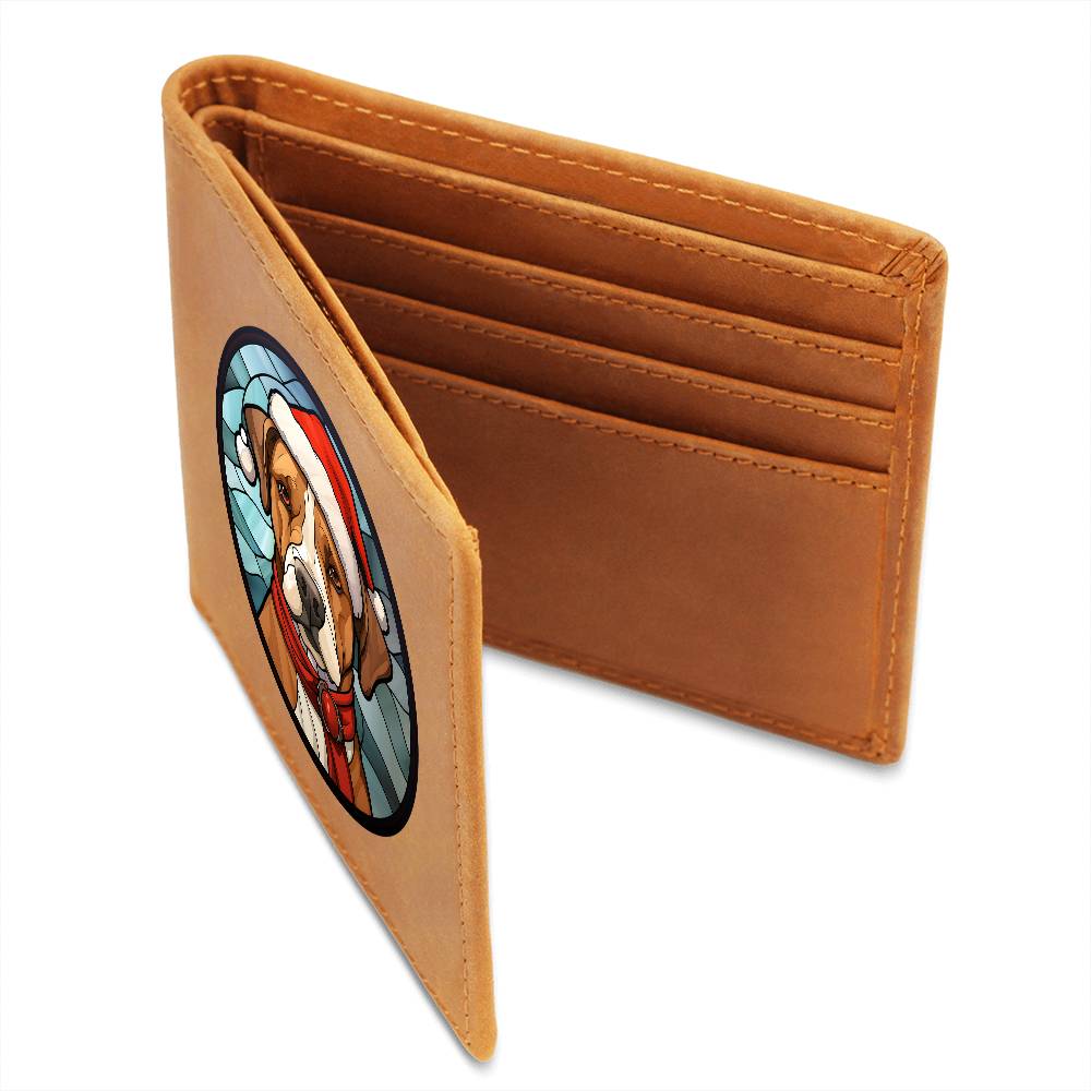 Dog Stained Glass Christmas Design 012 - Leather Wallet