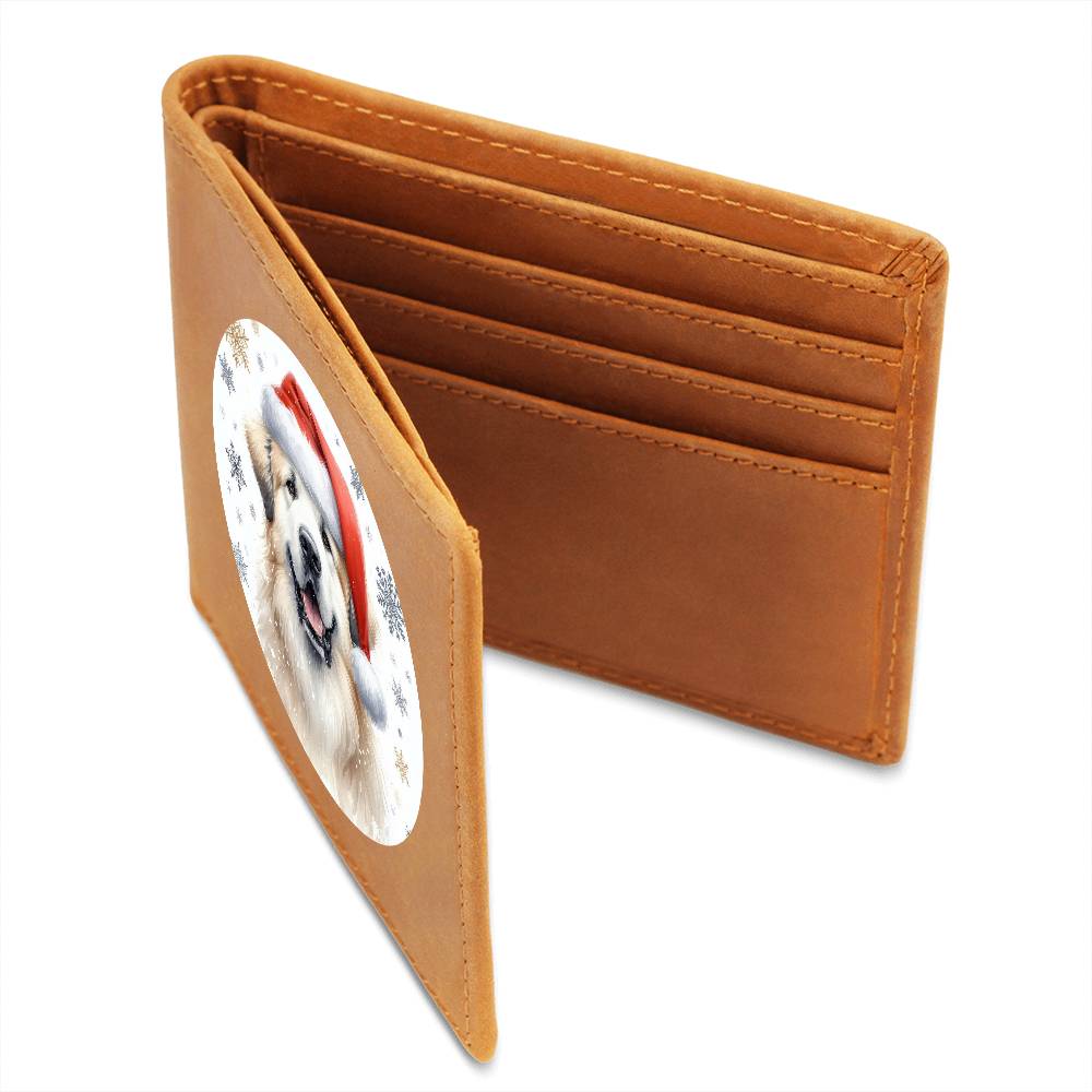 Christmas Dog - Great Pyrenees - Leather Wallet