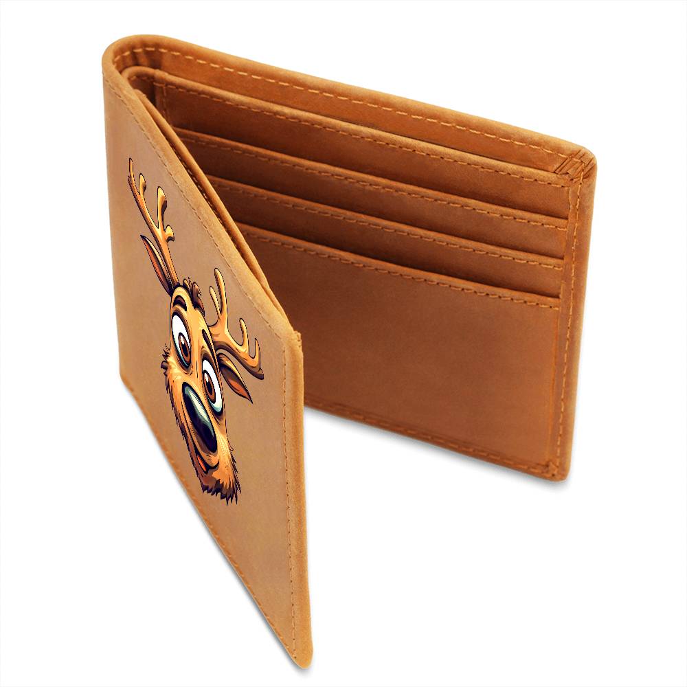 Funny Reindeer Face 12 - Leather Wallet