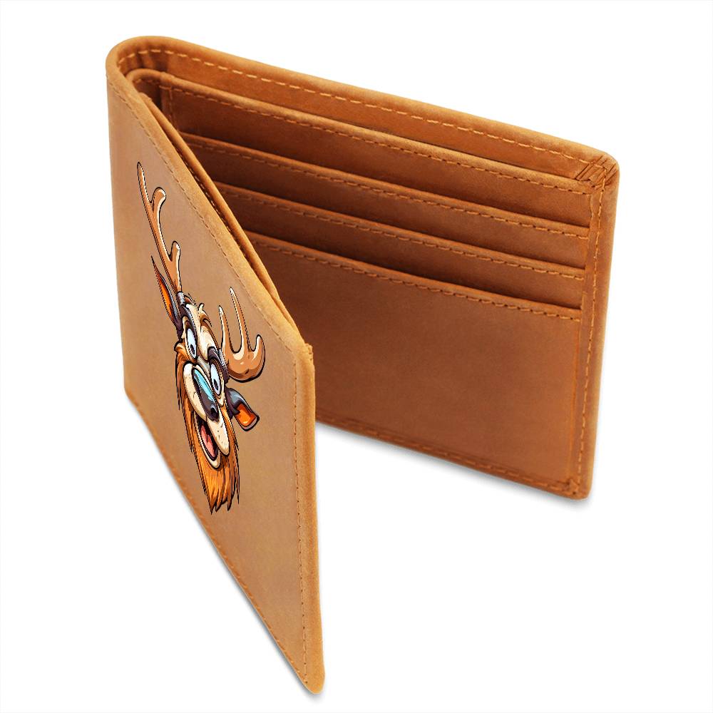 Funny Reindeer Face 16 - Leather Wallet