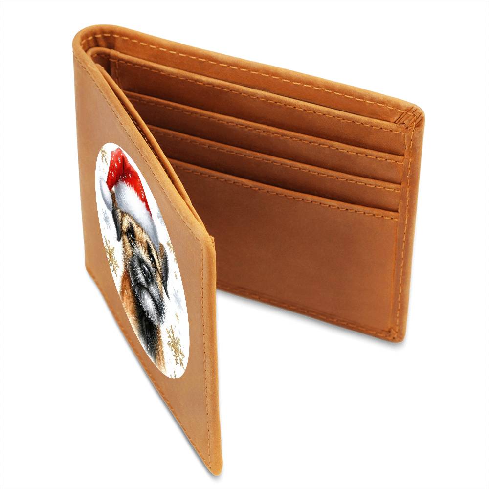 Christmas Dog - Border Terrier - Leather Wallet