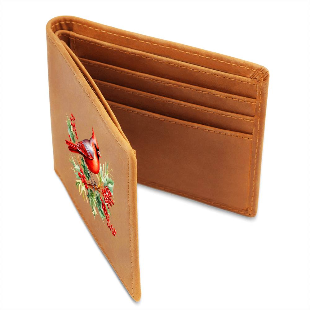 Christmas Cardinal 001 - Leather Wallet