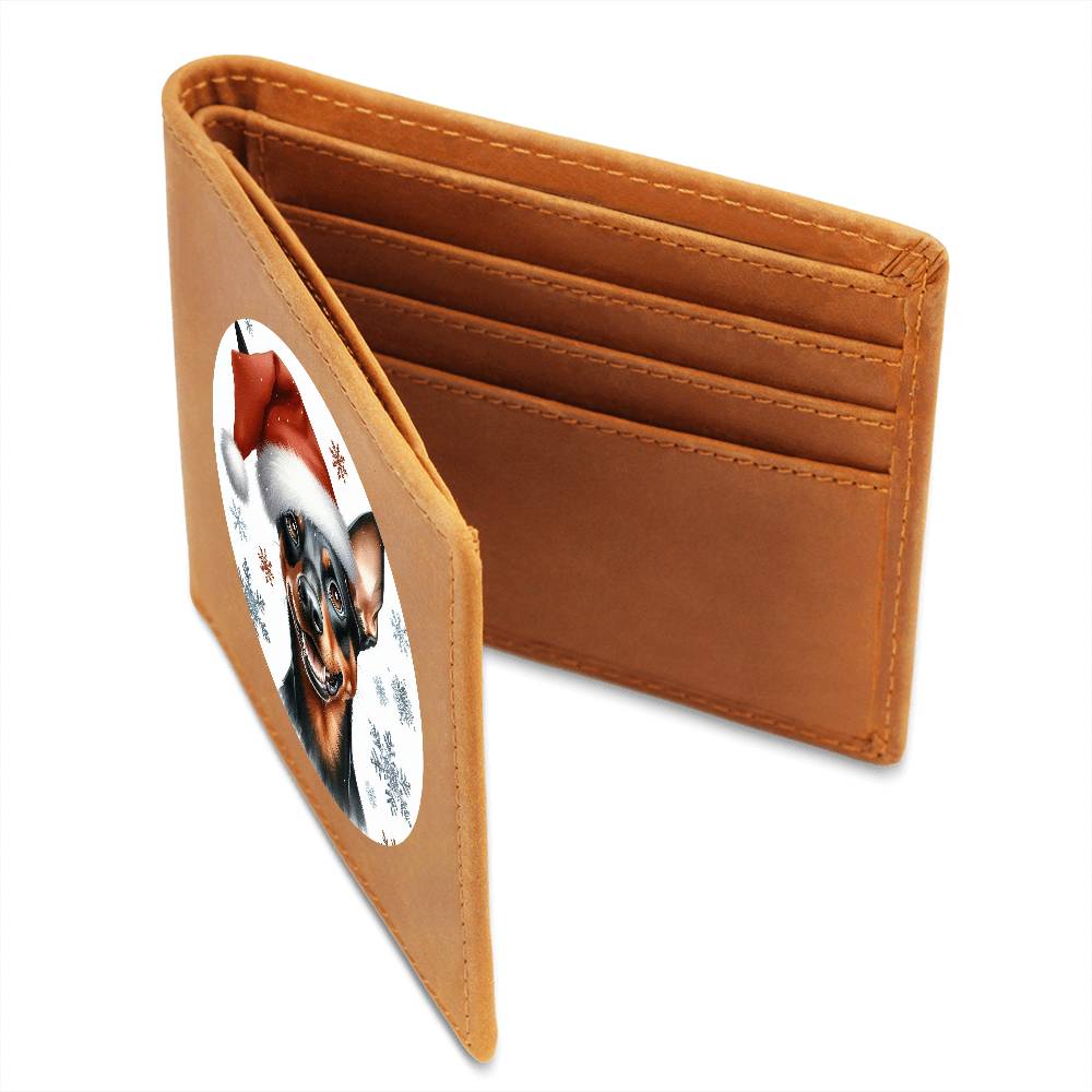 Christmas Dog - German Pinscher - Leather Wallet