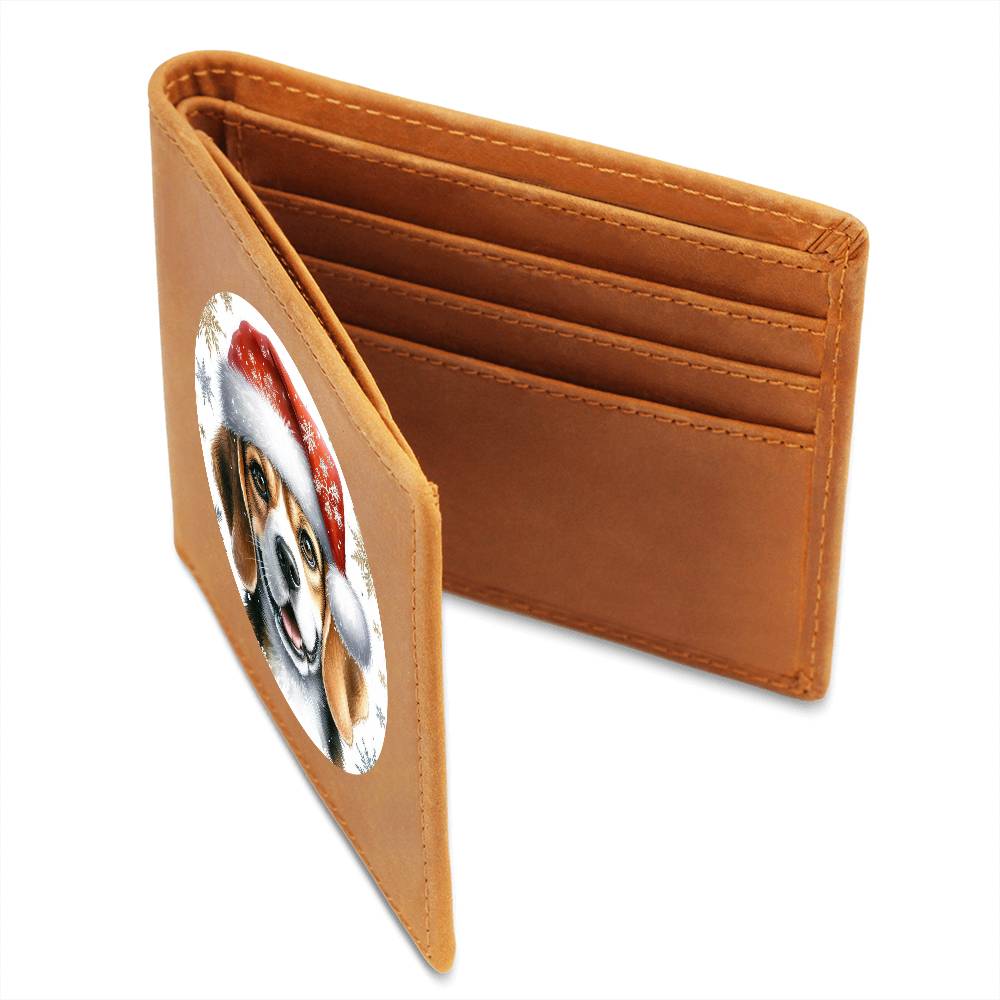 Christmas Dog - Beagle - Leather Wallet