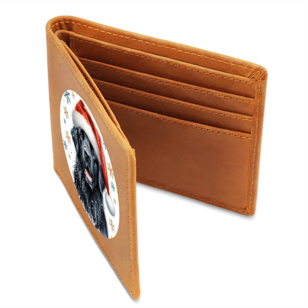 Christmas Dog - Flat-Coated Retriever - Leather Wallet