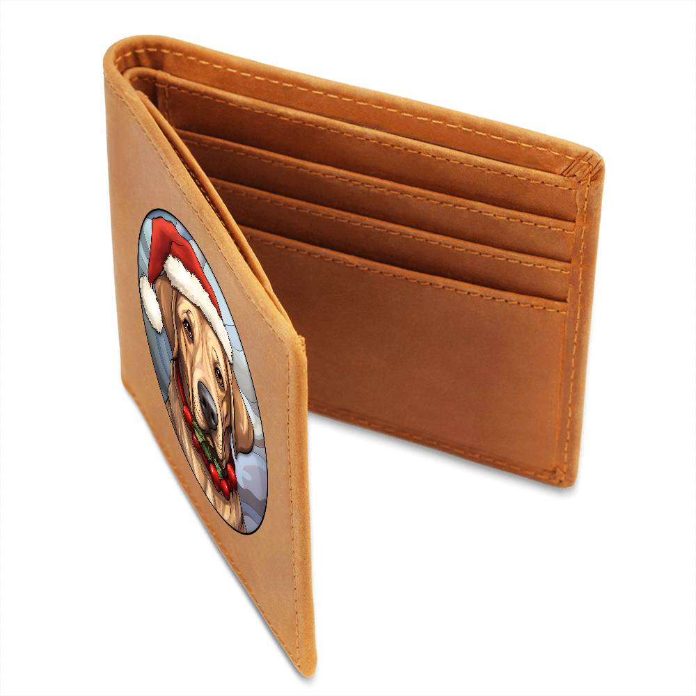 Dog Stained Glass Christmas Design 003 - Leather Wallet
