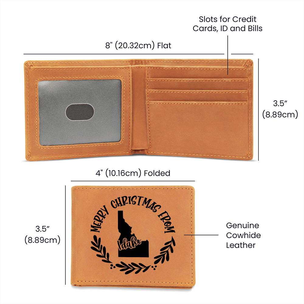 Merry Christmas From Idaho - Leather Wallet