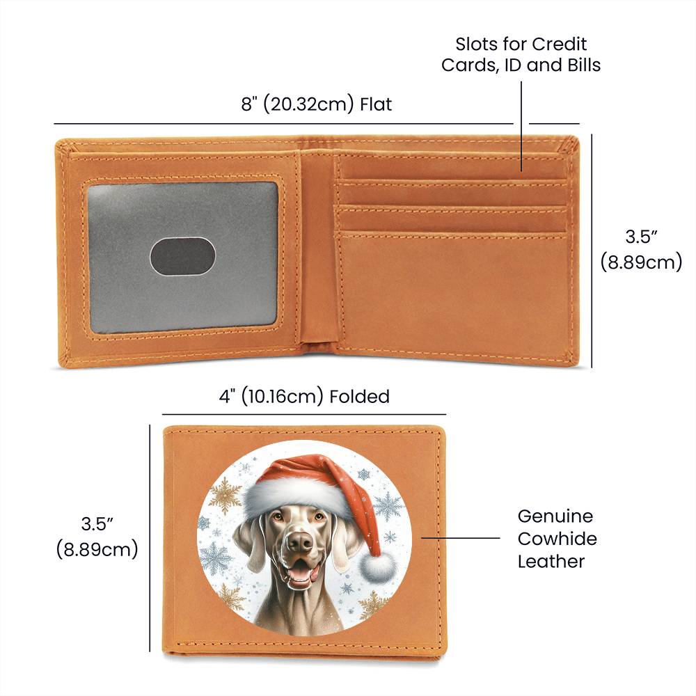 Christmas Dog - Weimaraner - Leather Wallet