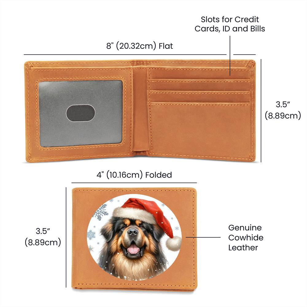 Christmas Dog - Tibetan Mastiff - Leather Wallet