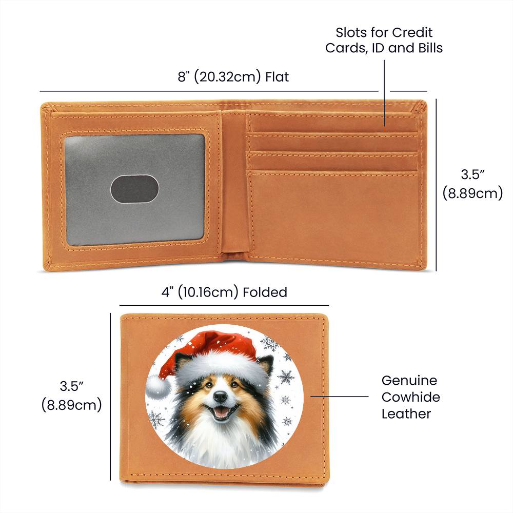 Christmas Dog - Icelandic Sheepdog - Leather Wallet