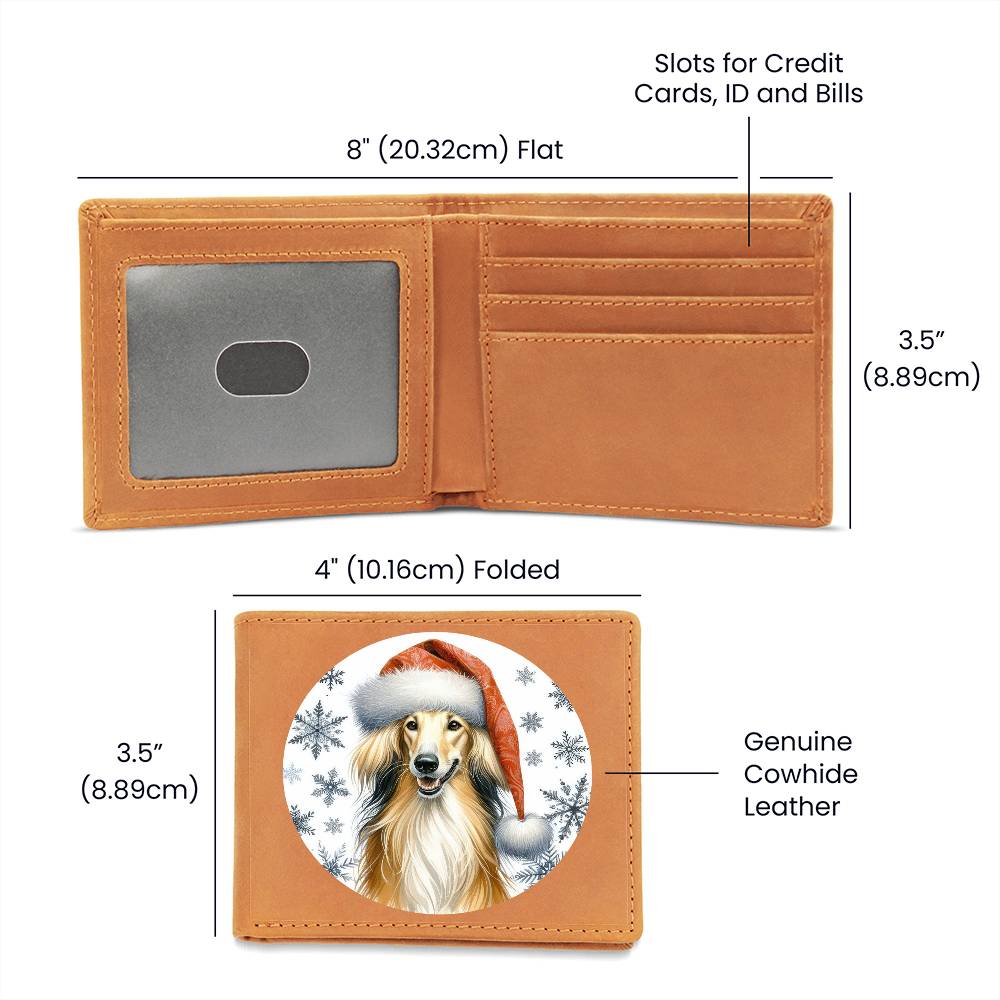 Christmas Dog - Saluki - Leather Wallet
