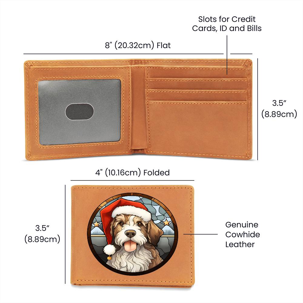 Dog Stained Glass Christmas Design 021 - Leather Wallet