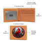 Christmas Red Cardinal Stained Glass Design 005 - Leather Wallet