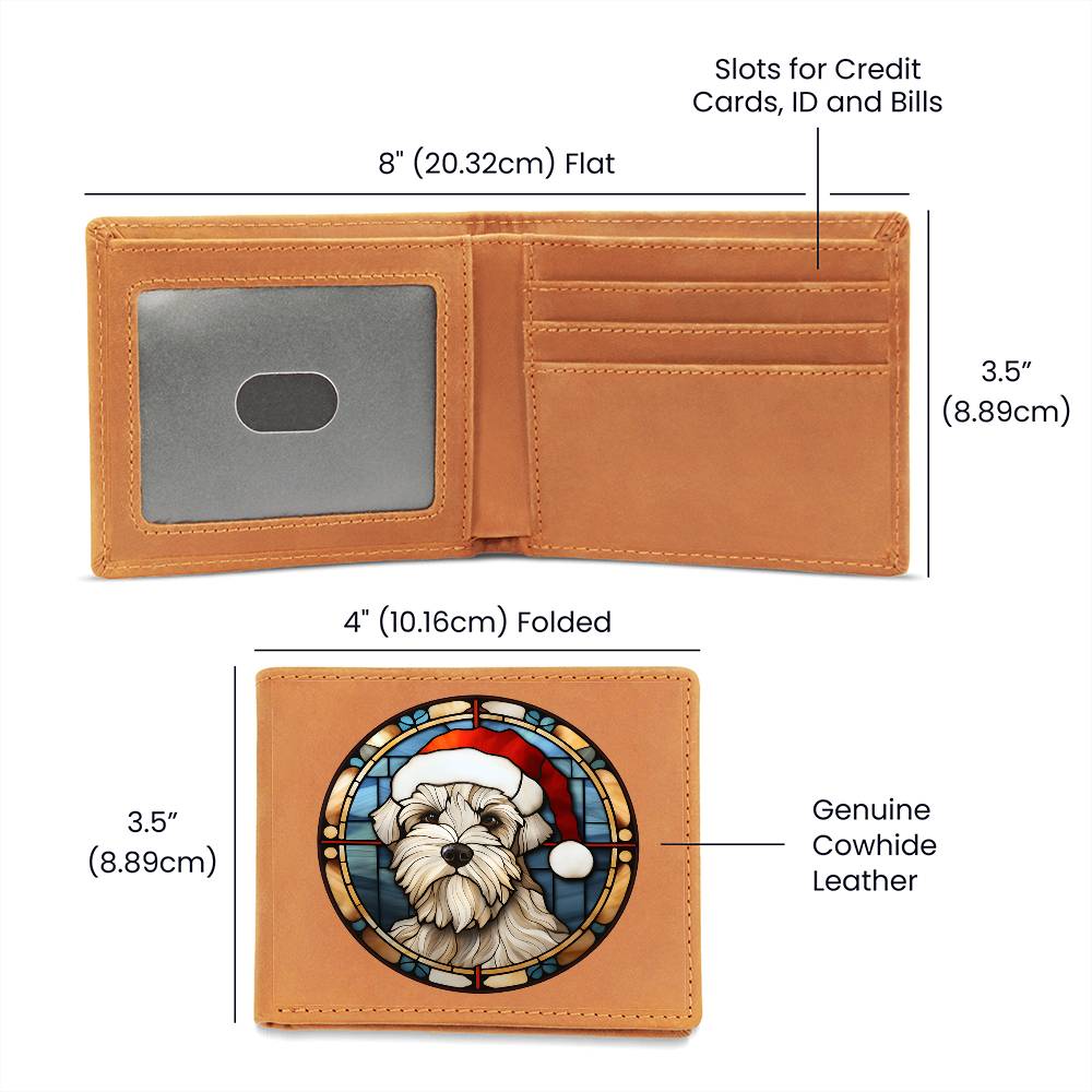 Dog Stained Glass Christmas Design 033 - Leather Wallet