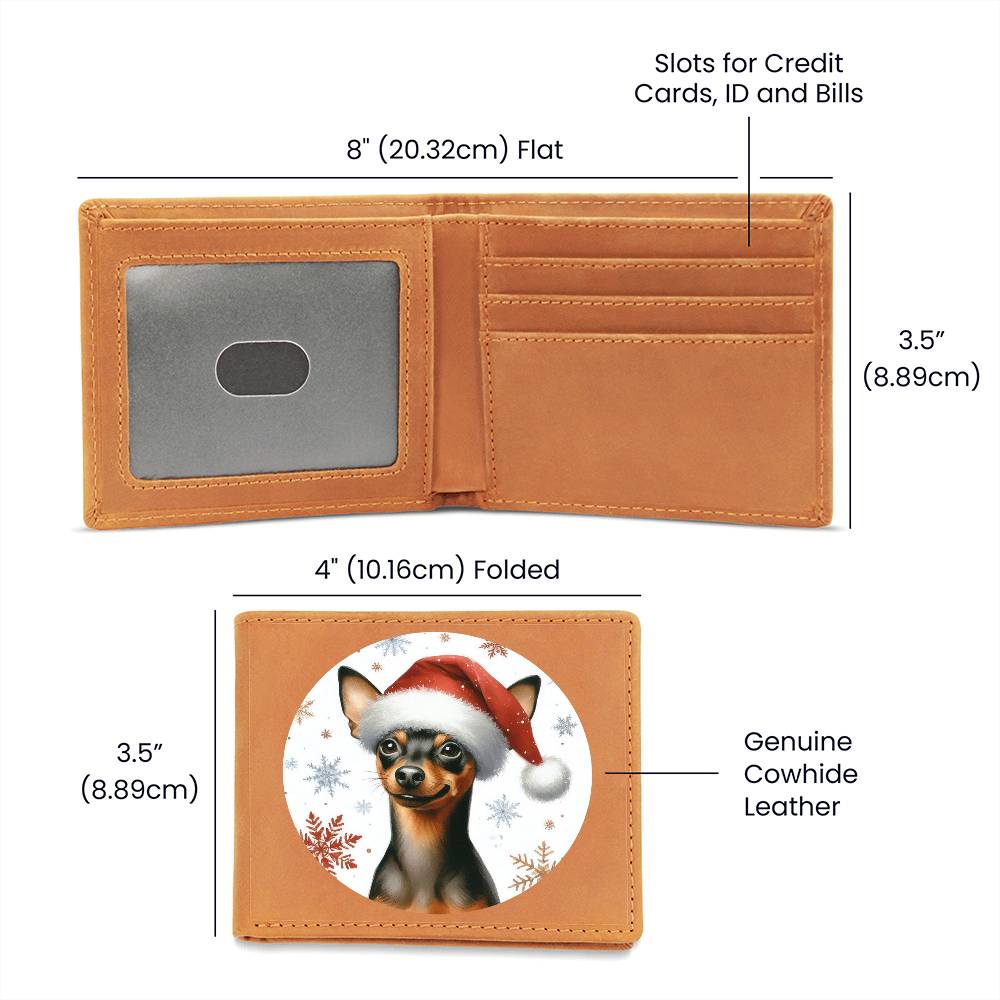 Christmas Dog - Miniature Pinscher - Leather Wallet
