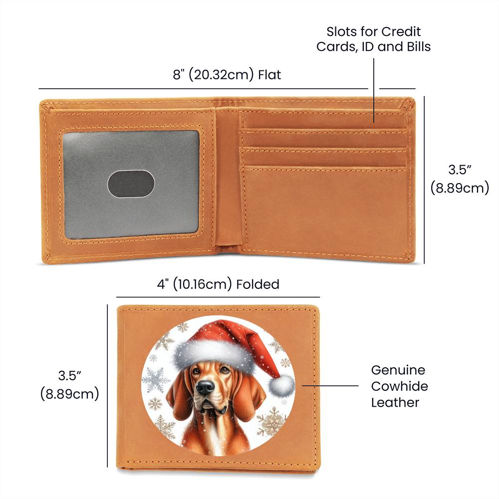 Christmas Dog - Redbone Coonhound - Leather Wallet