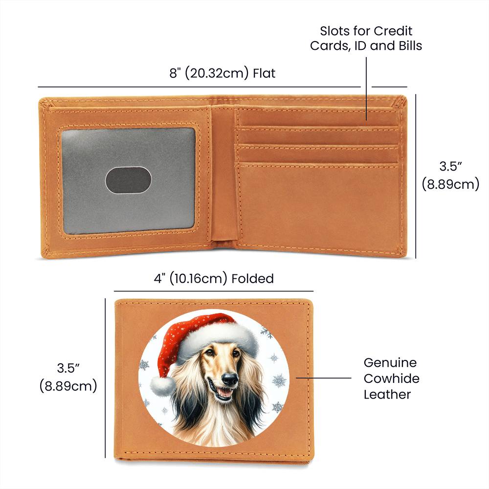 Christmas Dog - Afghan Hound - Leather Wallet