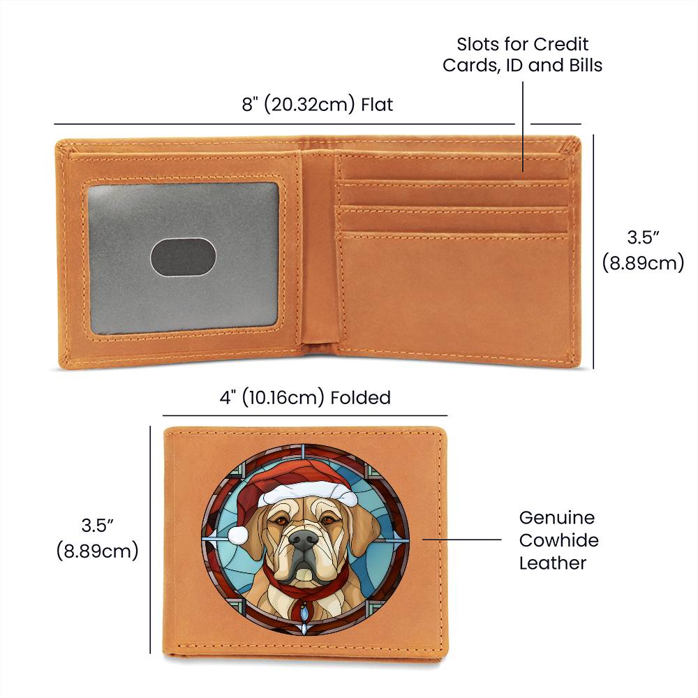 Dog Stained Glass Christmas Design 004 - Leather Wallet