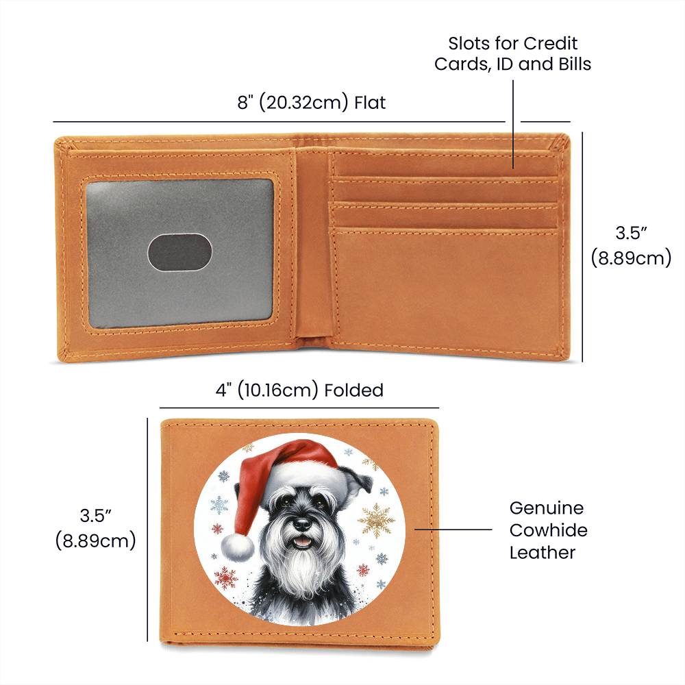 Christmas Dog - Standard Schnauzer - Leather Wallet