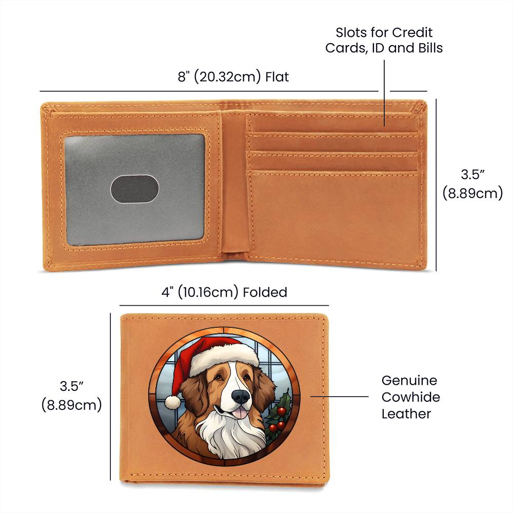 Dog Stained Glass Christmas Design 024 - Leather Wallet
