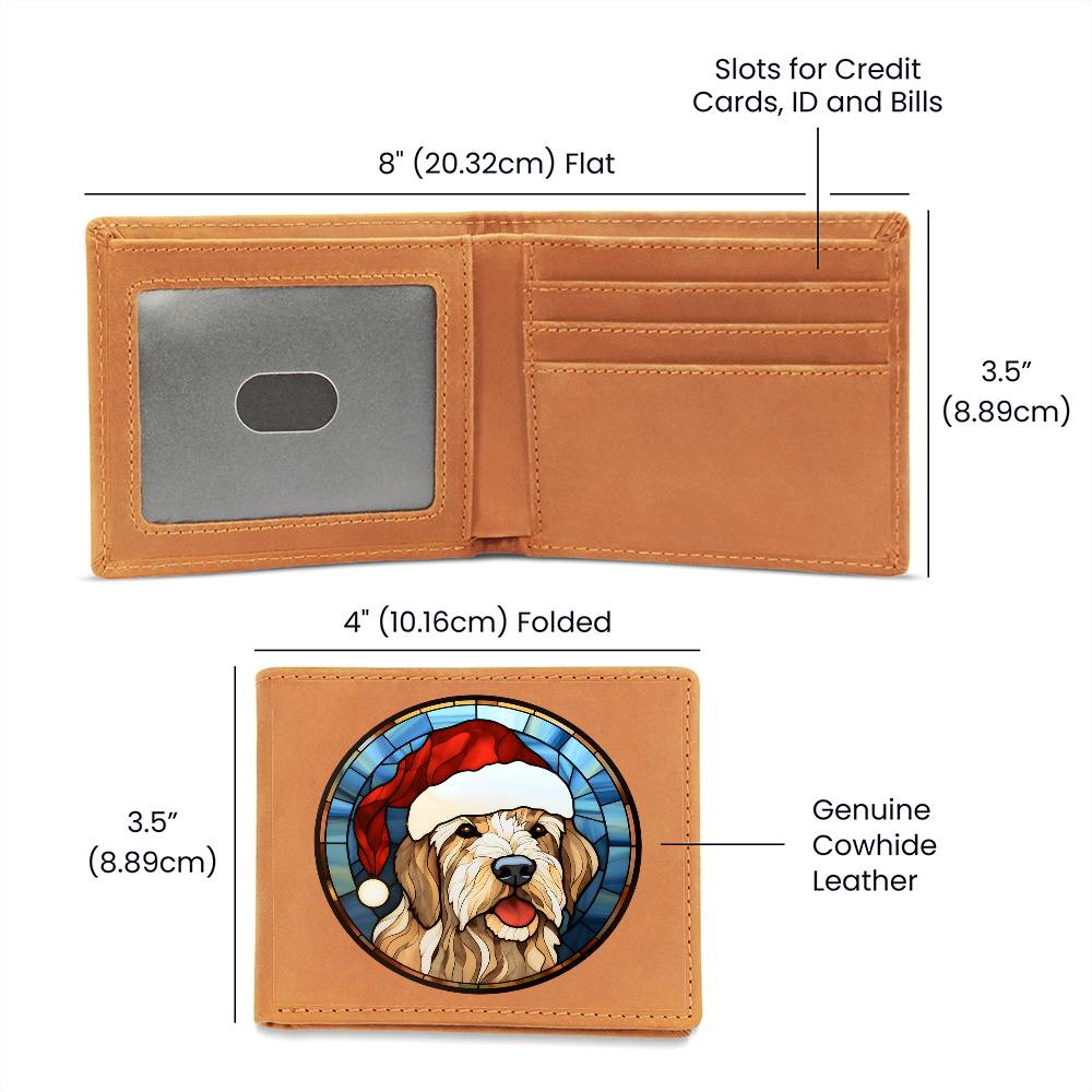 Dog Stained Glass Christmas Design 028 - Leather Wallet