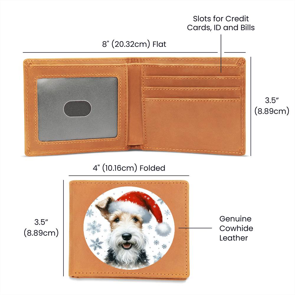 Christmas Dog - Wire Fox Terrier - Leather Wallet