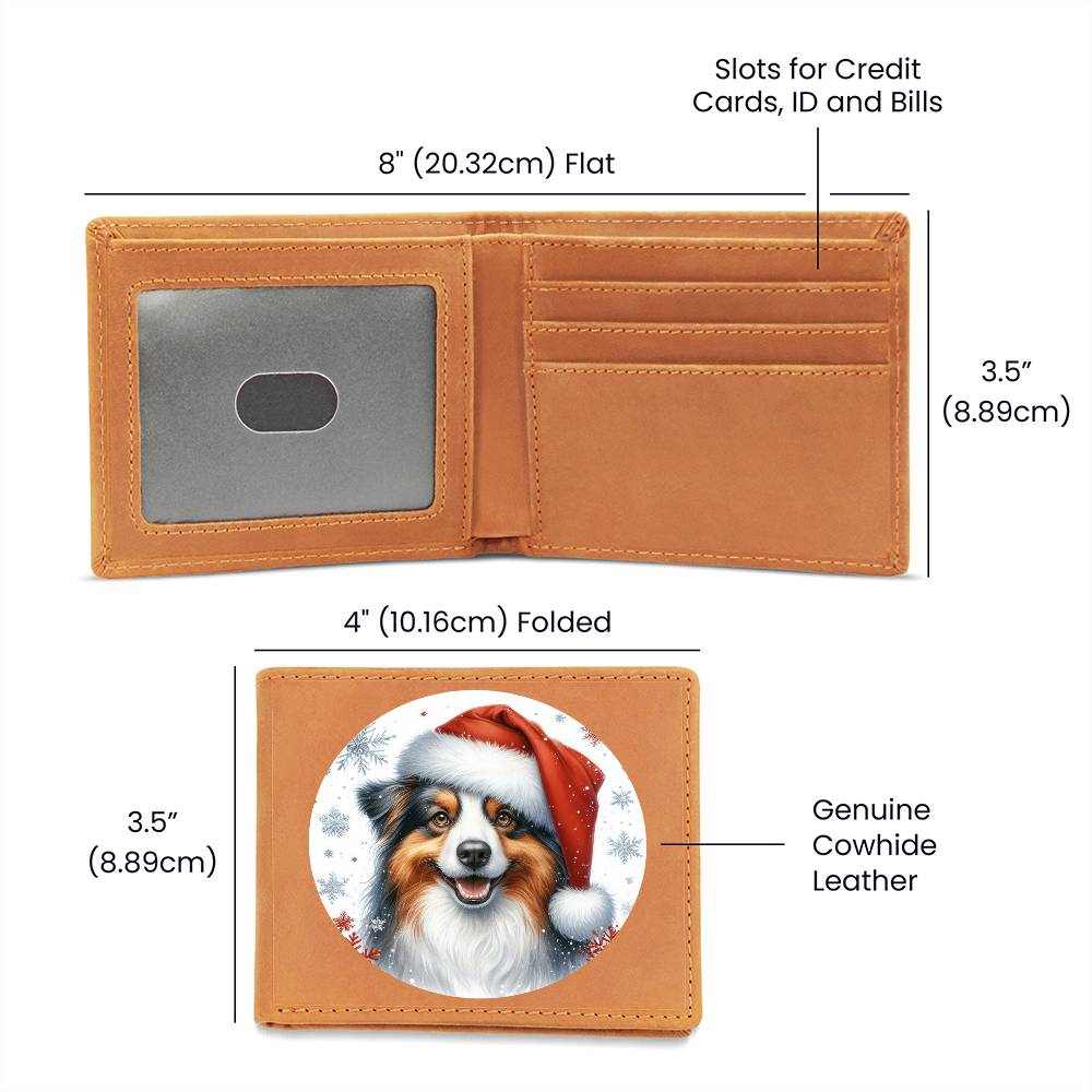 Christmas Dog - Australian Shepherd - Leather Wallet