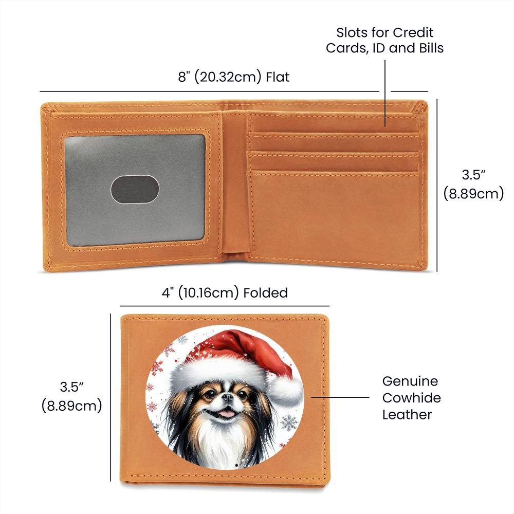 Christmas Dog - Japanese Chin - Leather Wallet