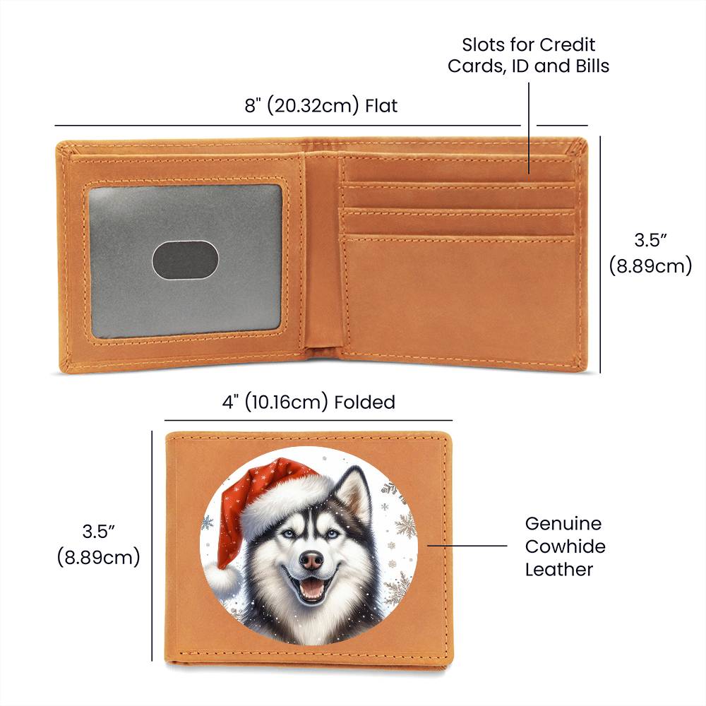 Christmas Dog - Siberian Husky Dog - Leather Wallet