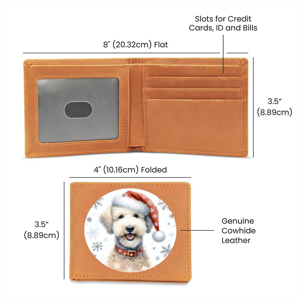 Christmas Dog - Bedlington Terrier - Leather Wallet